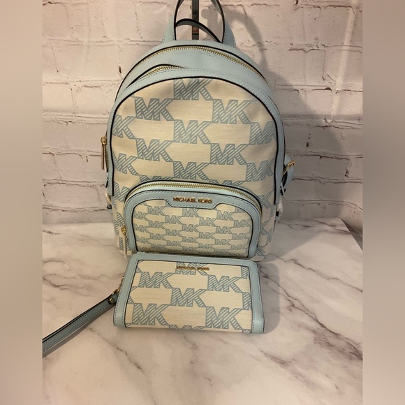 NWT Michael Kors Jaycee Medium Backpack & Double Zip Wallet